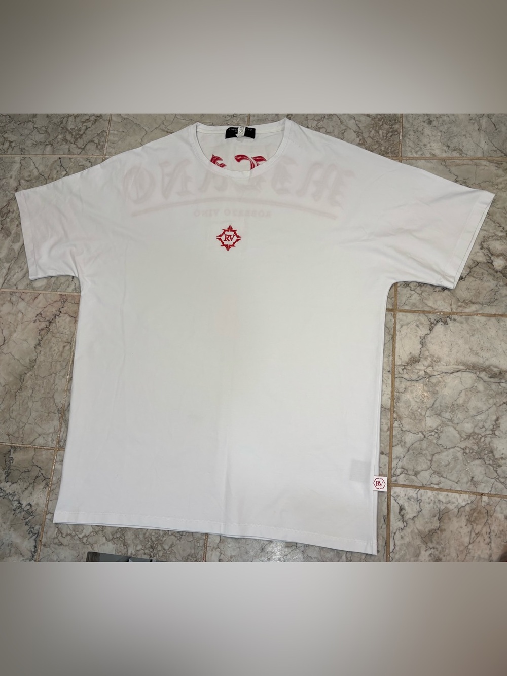 Roberto Vino Milano Crew Neck T-Shirt White Mens 3XL